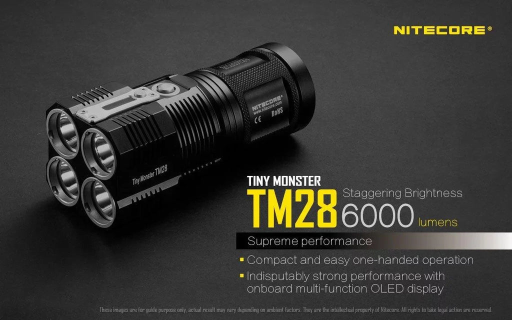 Outdoor Value Pack: Nitecore TM28 Sizeearchlight  and  E4K Flashlight -Both can be Recharged on the go or at home