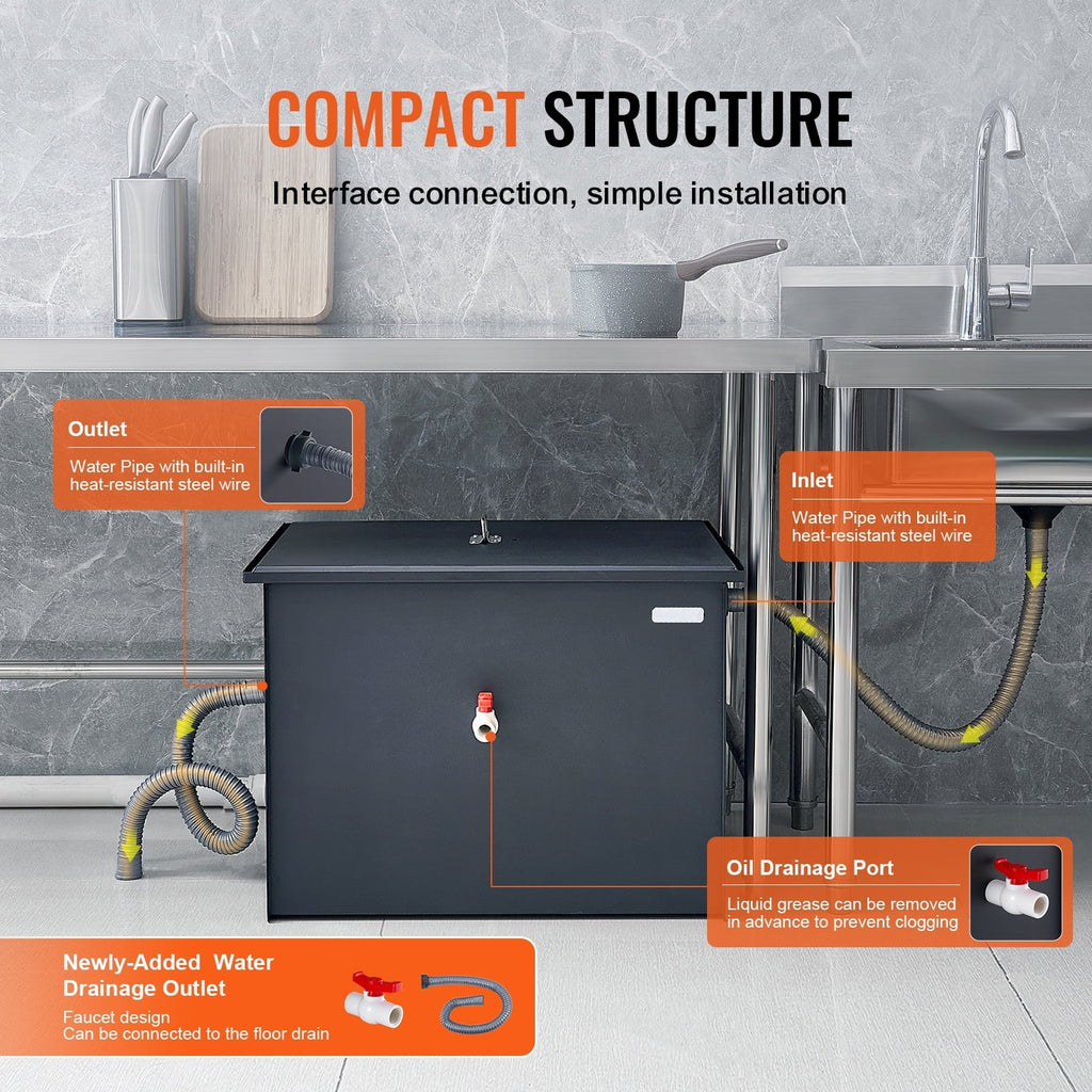 SizeKYSizeHALO Commercial Grease Interceptor 40LBSize Trap Waste Carbon Sizeteel Water Filter