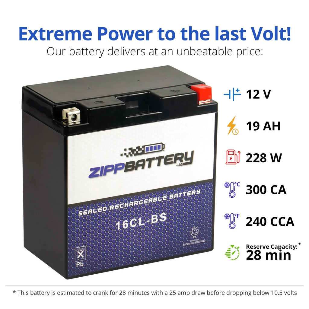 Zipp Battery Yb16cl-bs Jet Sizeki Battery for Polaris All Models All Cc All Years