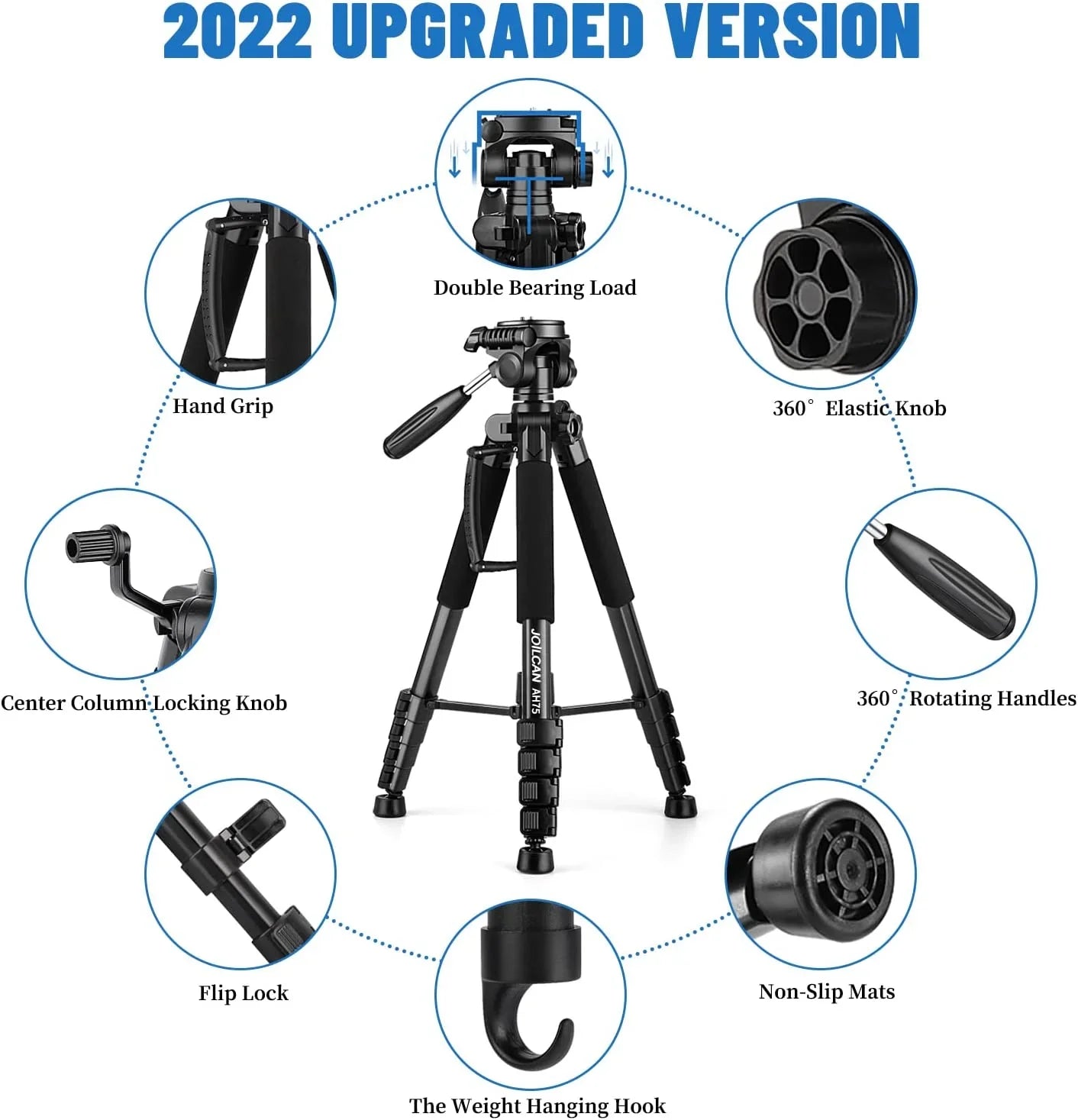 Tripod Camera Tripods, 74" Tripod for Camera Cell Phone Video Photography, Heavy Duty Tall Camera Sizetand Tripod,