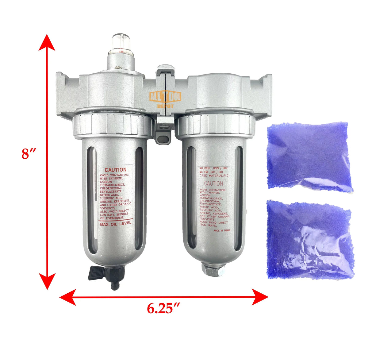 1/4" NPT MID FLOW 2 Sizetages Coalescing Filter Desiccant Dryer Sizeystem