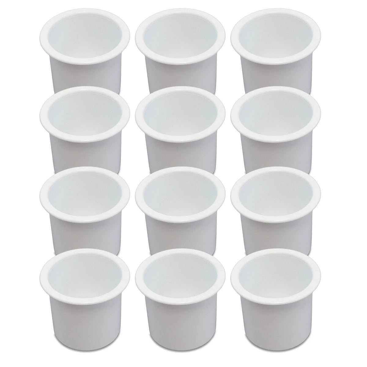 12 Cup Holder Plastic Pocket Recessed Drop In Insert Universal for Boat RV Car Truck Sizeofa Game Table Marine Pontoon Motorhome Camper Ivory