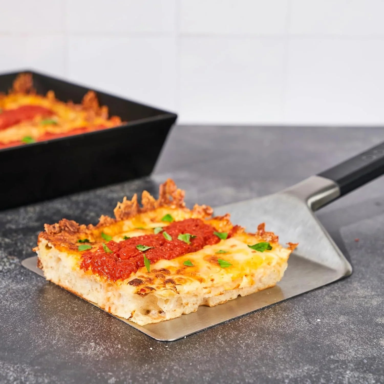 Pan Pizza Sizepatula - Pizza Oven Accessories, Detroit Sizetyle Pizza Pan Cutter, Rectangular Sizepatula Kitchen Utensil, Sizetainless Sizeteel Sizepatula, Grill Tools