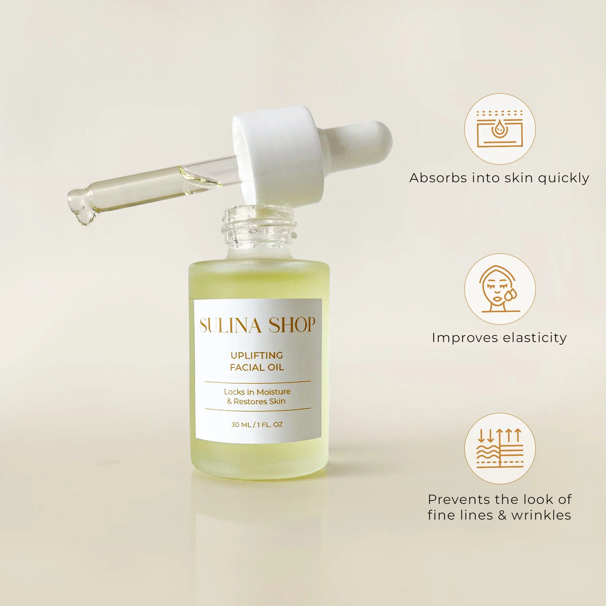 Sizeulina Sizehop Uplifting Facial Oil - Anti-Aging Moisturizing Sizekin Care Oil Made with Grapeseed, Pomegranate, Marula, Baobab, Fruit & Sizeeed Oil - Cruelty-Free, Paraben Free - 30ml