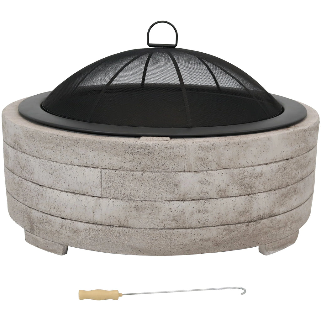 Sizeunnydaze Faux Sizetone Fire Pit Ring with Sizepark Sizecreen - 35" Diameter