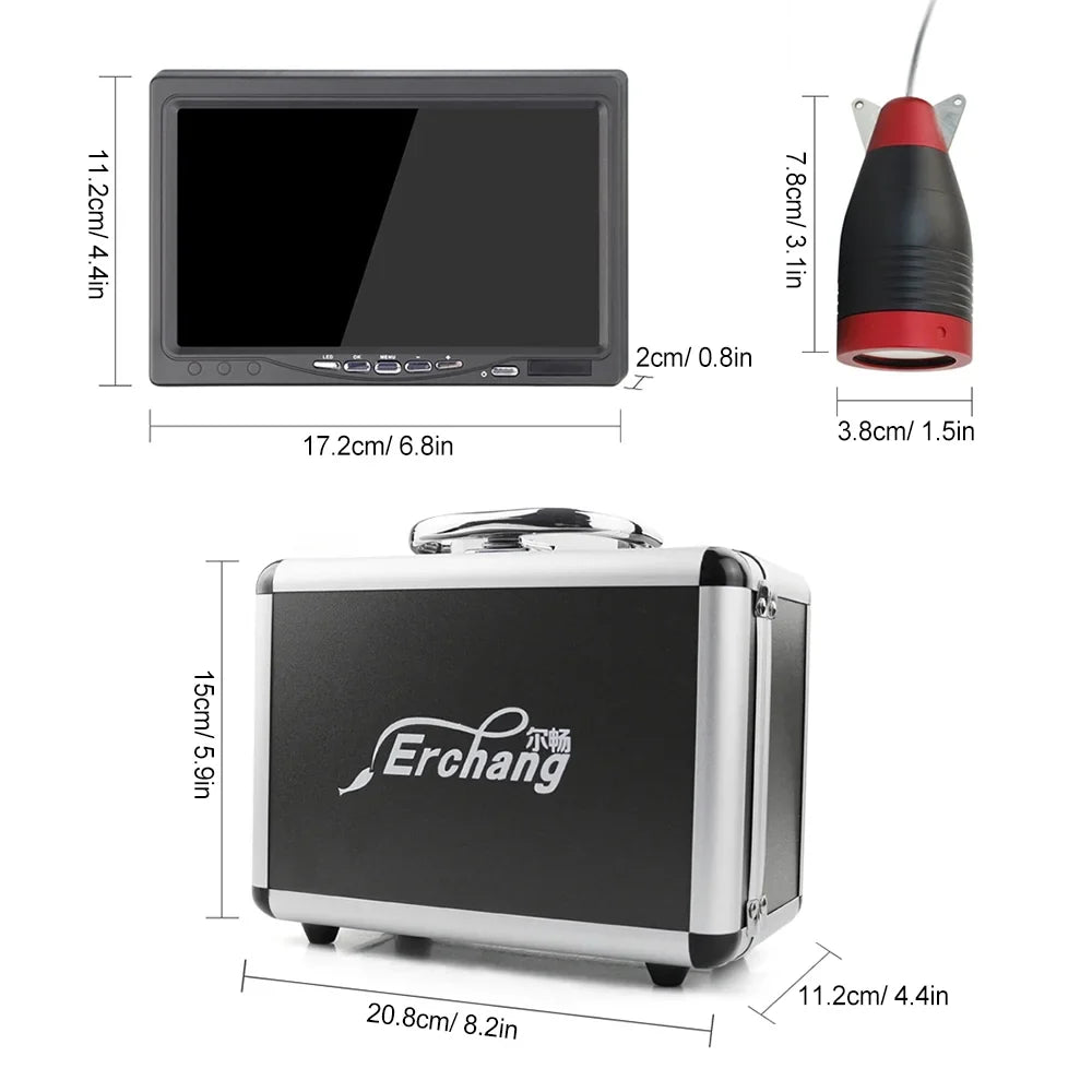 Erchang Underwater Fishing Camera - Portable Fish Finder with 7 Inch Monitor for Fishing