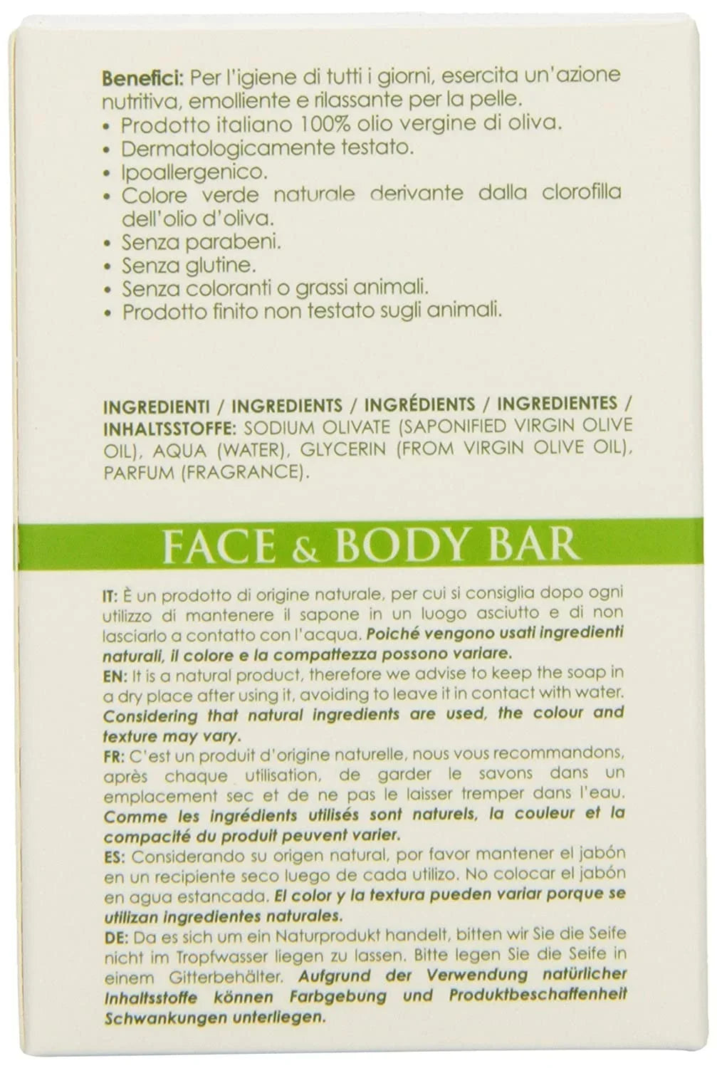 Olivella All Natural Vigin Olive Oil Face & Body Bar Sizeoap, 5.29 oz, 4 Pack
