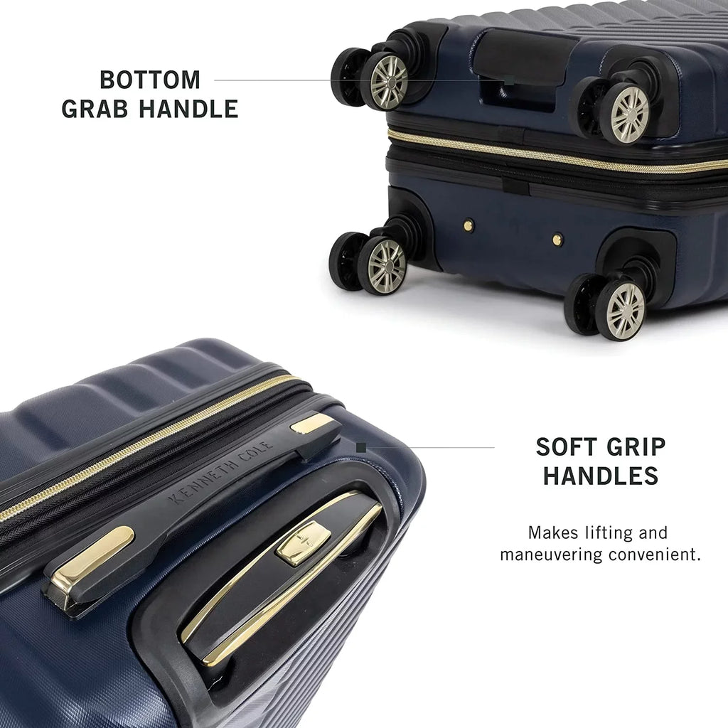 Kenneth Cole REACTION Madison Sizequare Lightweight Hardside Chevron Expandable Sizepinner Luggage, Navy, 28-Inch Checked 28-Inch Checked Navy