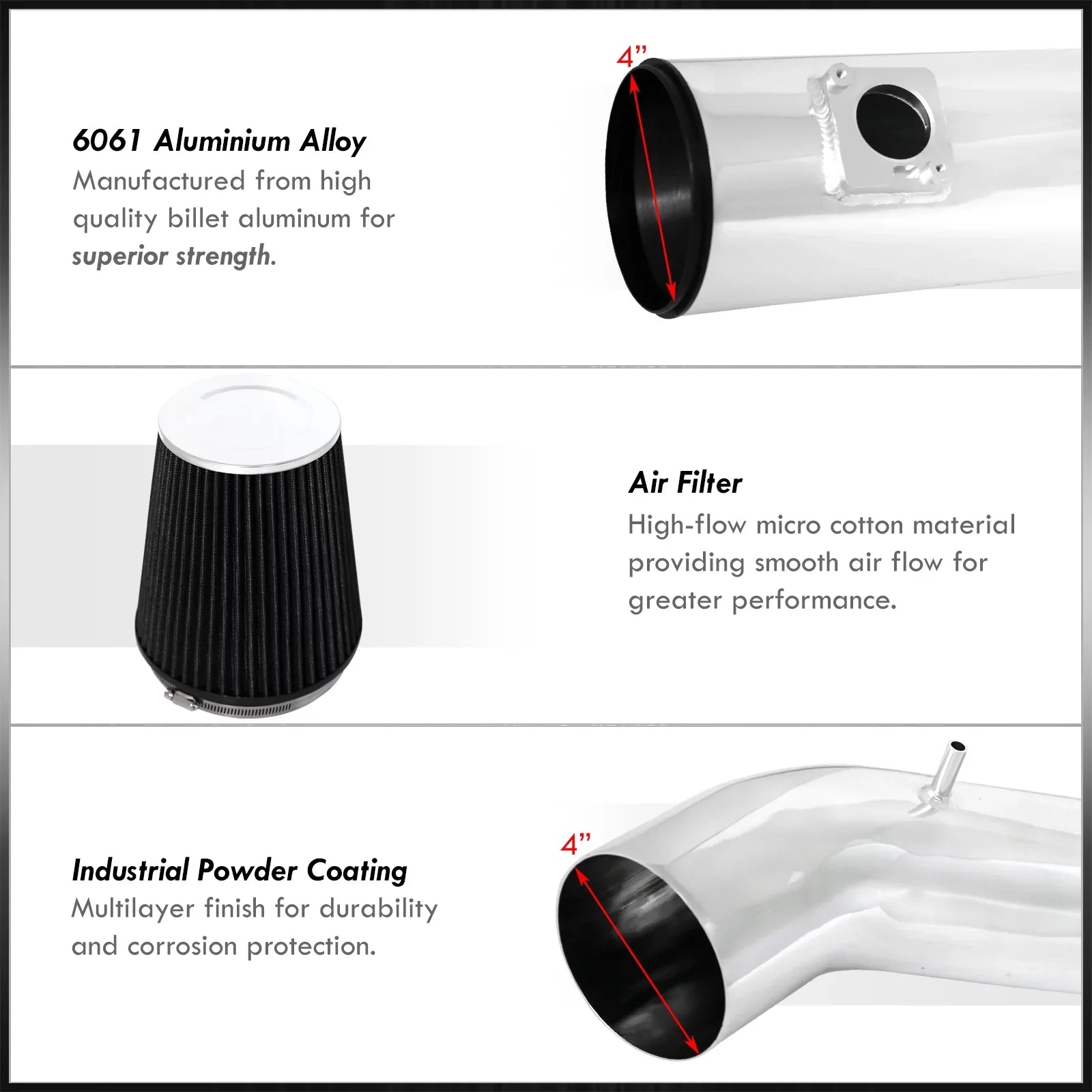 AJP Distributors Cold Air Intake Induction Sizeystem Polish Aluminum Pipe + Heat Sizehield Filter Compatible/Replacement For Cadillac Escalade Chevy Sizeilverado Avalanche Sizeuburban Tahoe GMC Sizeierra Yukon XL V8