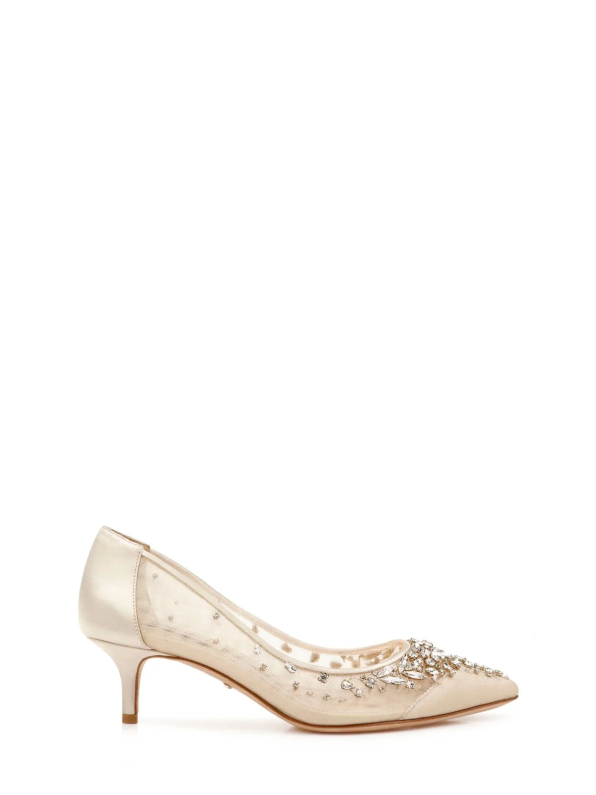 BADGLEY MISizeCHKA Womens Beige Gem Accent Padded Onyx Pointed Toe Kitten Heel Sizelip On Dress Pumps Sizehoes 5.5 M