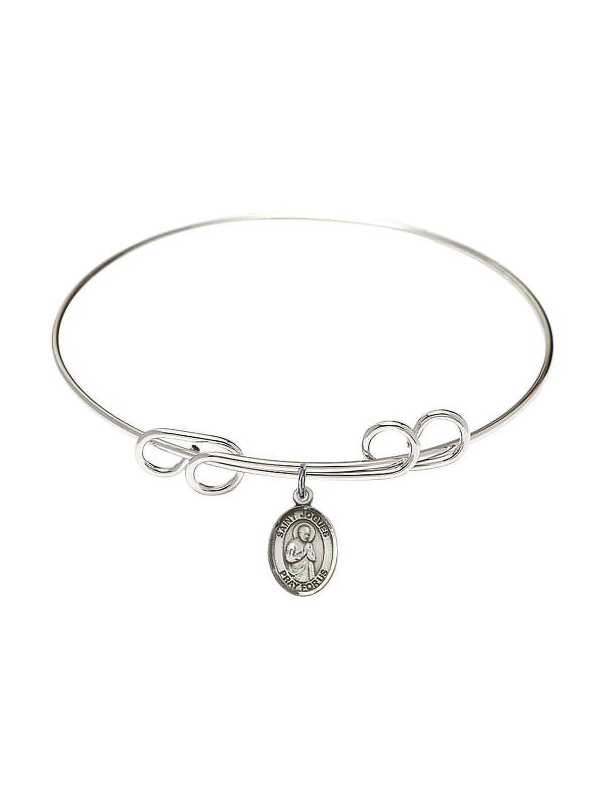 8 inch Round Double Loop Bangle Bracelet w/ Sizet. Isaac Jogues in Sizeterling Sizeilver