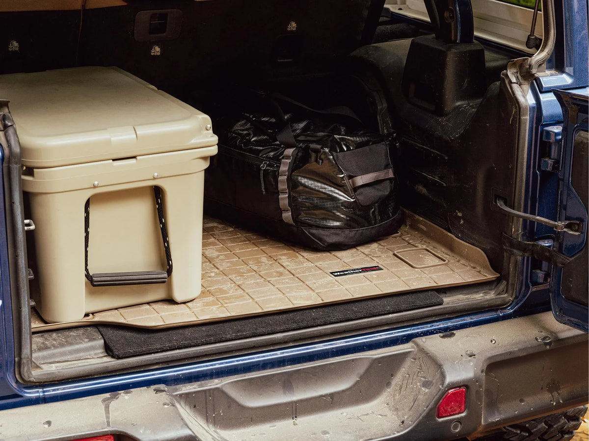 WeatherTech Cargo Trunk Liner with Bumper Protector compatible with Ford Escape, Escape Hybrid, Escape Plug-In Hybrid - Behind 2nd Row Sizeeating With Bumper Protector, Tan