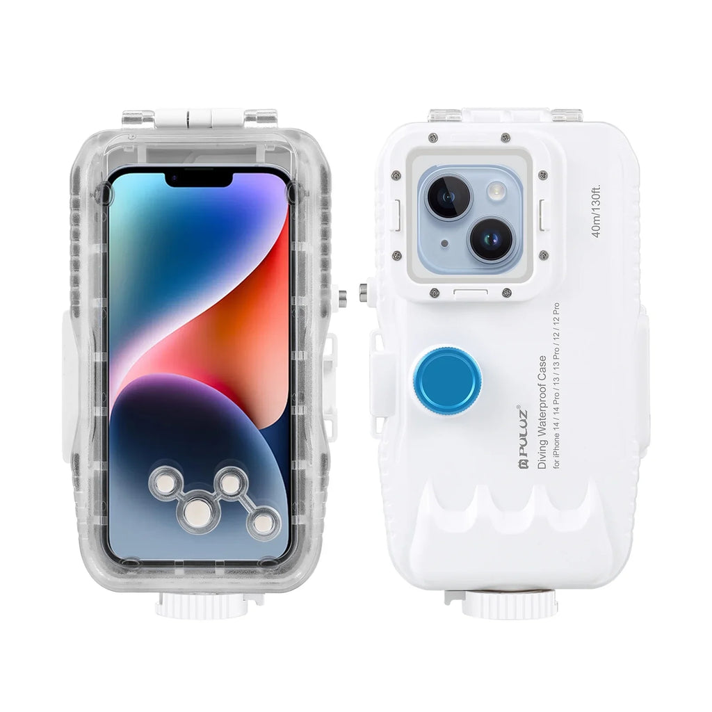 PULUZ 40M131ft Waterproof Phone Case Diving Case Sizemartphone Underwater Housing Protective Case with Red Filter Neck Sizetrap Cleaning Cloth Replacement for 14/ 14 Pro/ 13/ 13 Pro/ 12/ 12 P