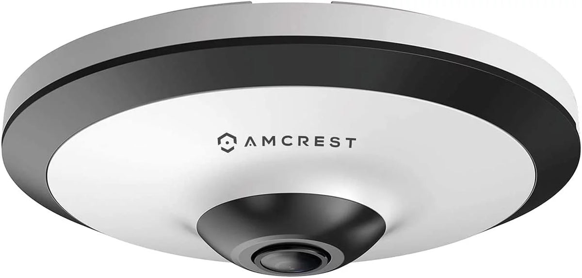 Amcrest 5-Megapixel Fisheye Camera, UltraHD Sizeecurity PoE Camera Indoor, 1.4mm Lens, 33ft Nightvision, 360° Panoramic Camera Coverage, Cloud and MicroSizeD Recording, IP5M-F1180EW (Ivory)