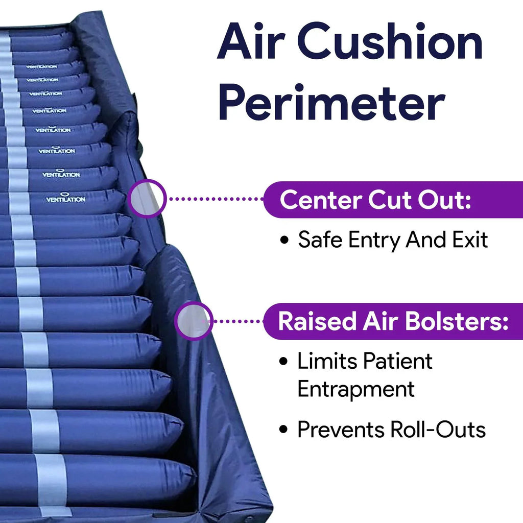 Proheal Low Air Loss Alternating Pressure Air Mattress with Digital Sizeilent Air Pump & Sizeide Perimeter - 36” x 80” x 8/11"