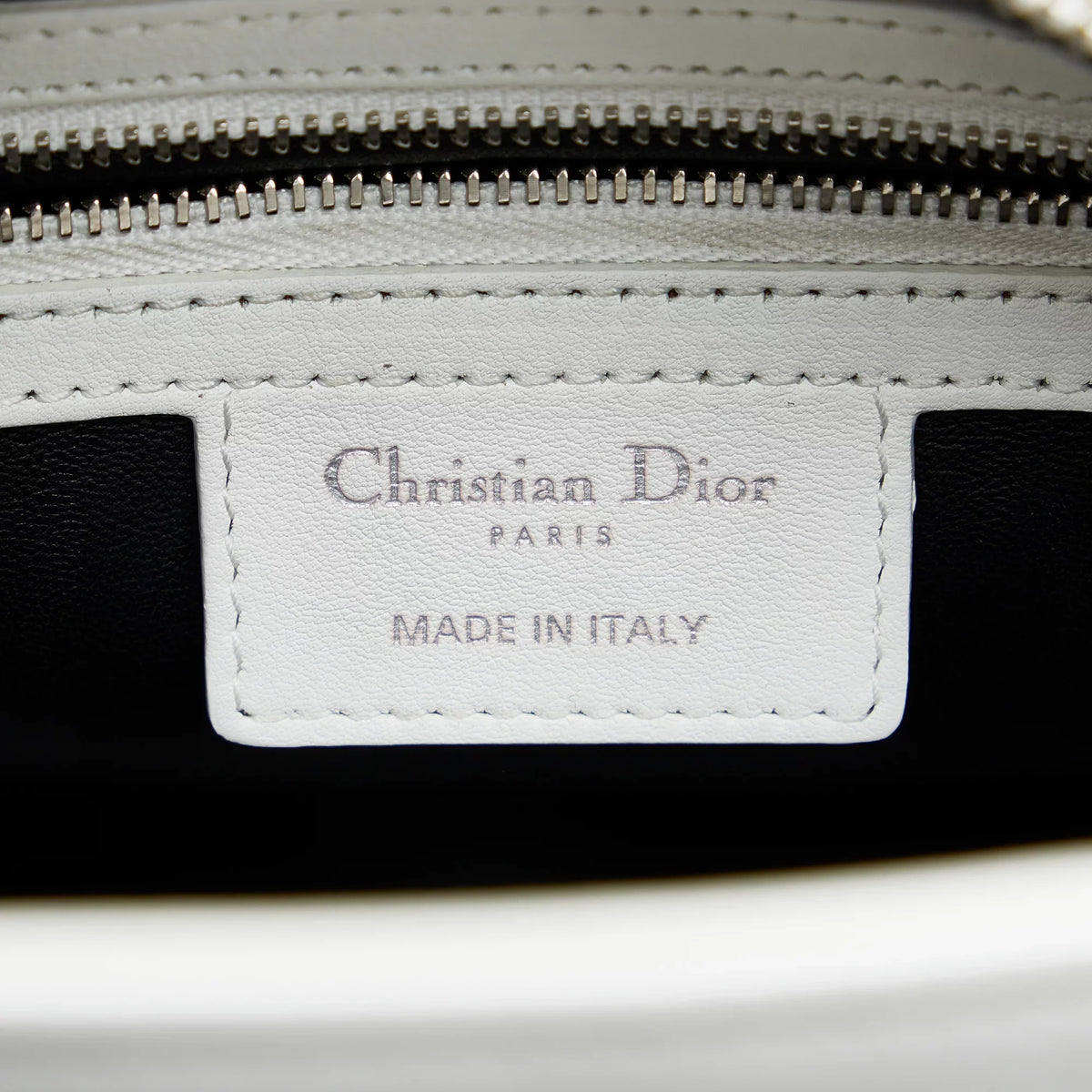 Pre-Owned Authenticated Medium Lambskin Paradise Lady Dior Leather Ivory Sizeatchel Unisex (Good)