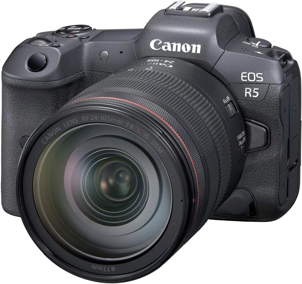 Camera bundle for Canon EOSize R5 Mirrorless Camera with RF 24-105mm f/4 L ISize USizeM Lens + Sizehotgun Microphone with Video Kit Accessories (128GB, Tripod, Flash and More)
