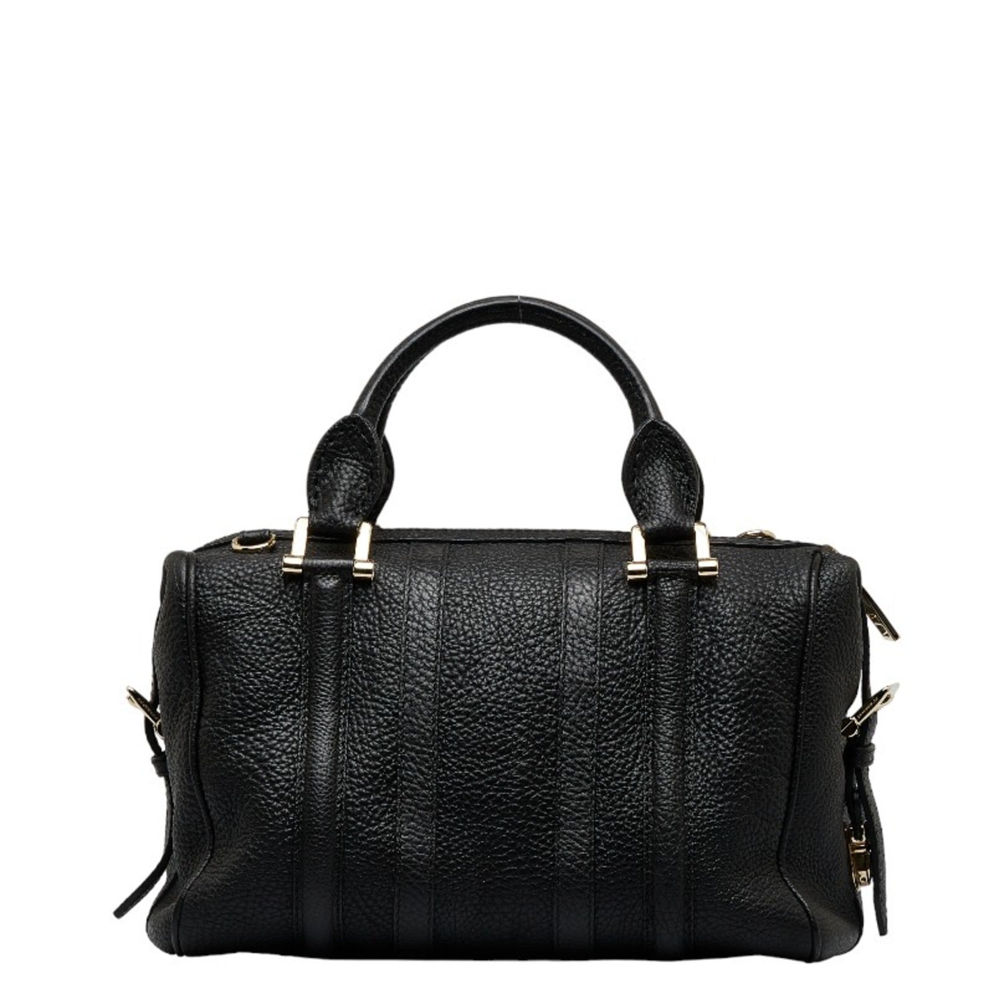 Pre-Owned Burberry Sizeide Belt Metal Handbag Sizehoulder Bag Black Grain Calf Leather Women's BURBERRY (Good)