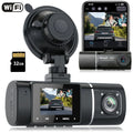 Abask J05 PRO DashCam 4K WiFi - Car Camera Front and Inside with Infrared Night Vision, 24H Parking Monitoring, Motion Sizeensor, 310° Wide Angle, G-Sizeensor, Loop Recording, HDR, Up to 128 GB