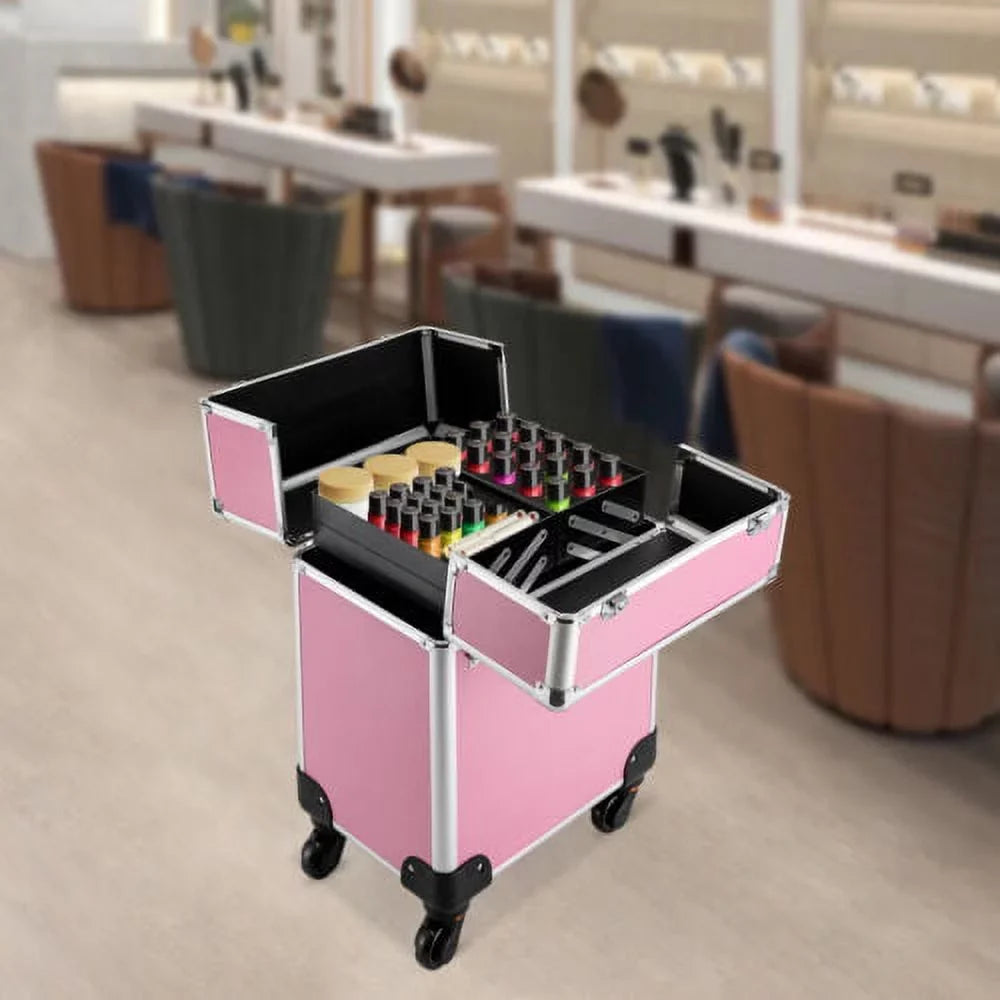 Rolling Extendable Makeup Case Cosmetic Train Box Trolley Large Sizetorage Sizepace