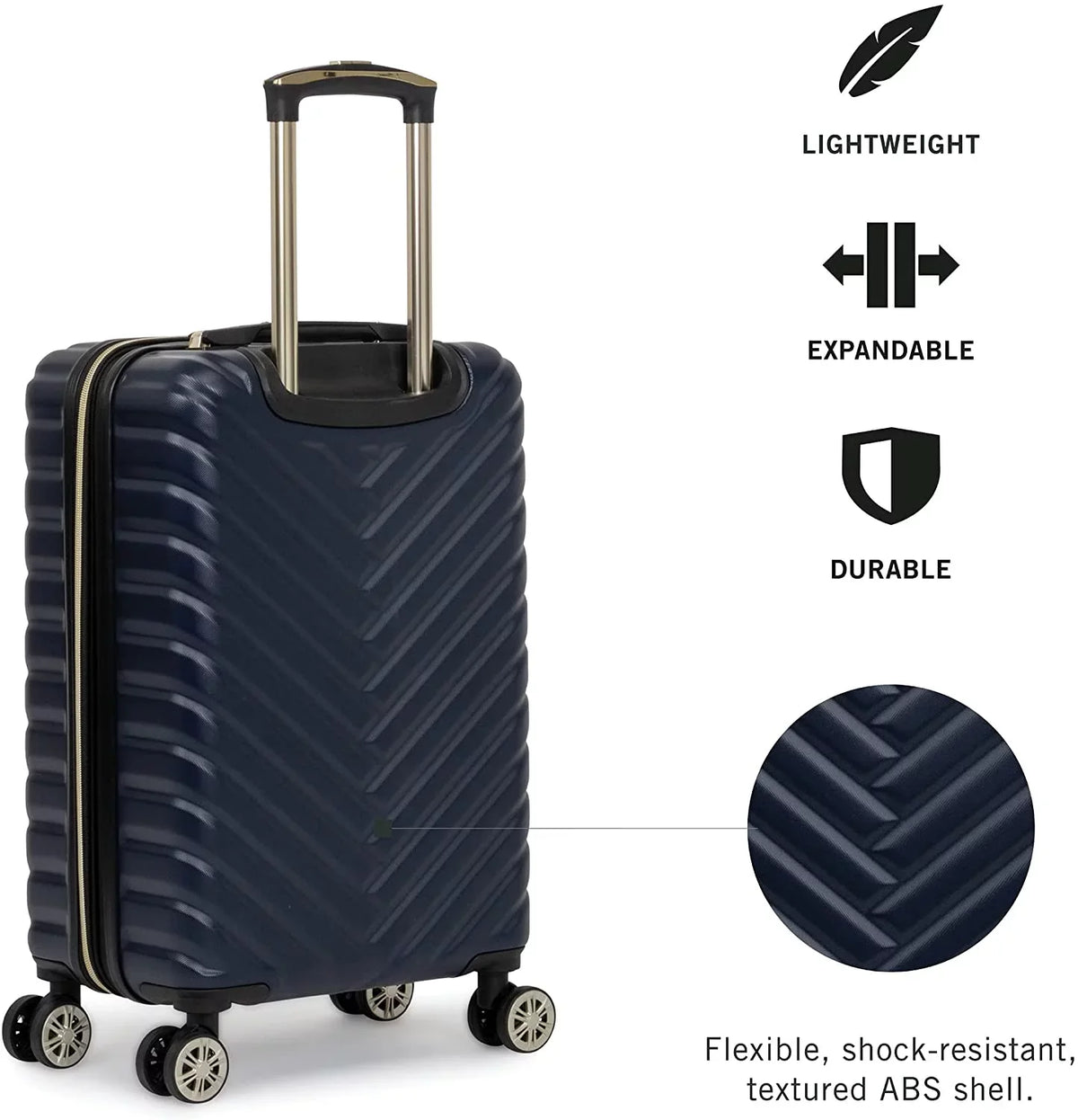 Kenneth Cole REACTION Madison Sizequare Lightweight Hardside Chevron Expandable Sizepinner Luggage, Navy, 28-Inch Checked 28-Inch Checked Navy