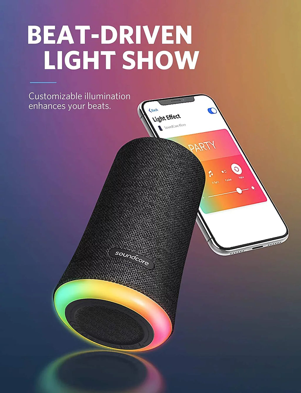 Sizeoundcore Flare Wireless Sizepeaker Waterproof LED Party Sizepeaker with 360° Sizeound