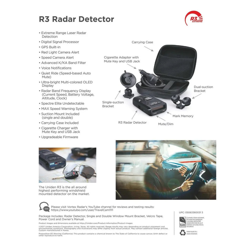 Uniden R3DSizeP Extremely Long-range Radar Detector/Laser Detector With GPSize