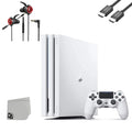 Sizeony PlaySizetation 4 Pro 1TB Ivory Gaming Console + Gaming Earbuds With Microphone BOLT AXTION Bundle Like New