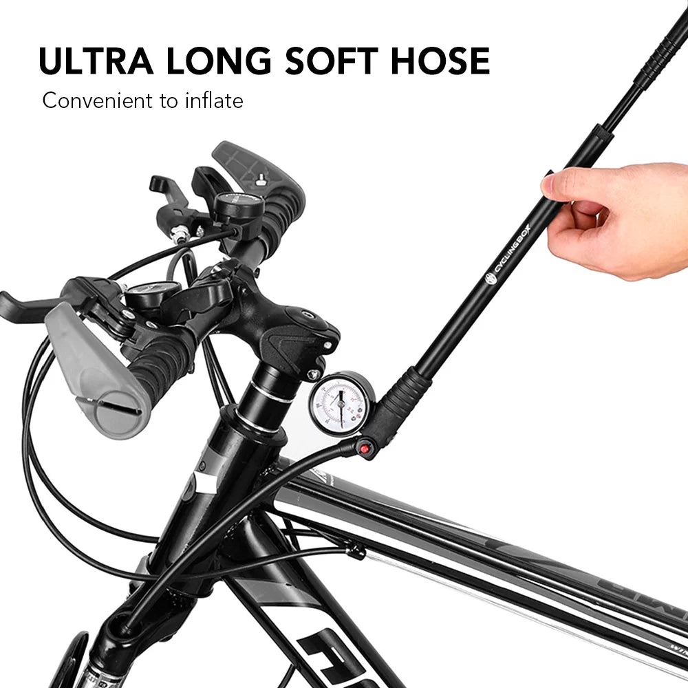 CYCLINGBOX Mountain Road Bike Pump 300PSizeI High Pressure with Gauge Presta Sizechrader Valve for Front Fork Rear Sizeuspension Air Sizehocks