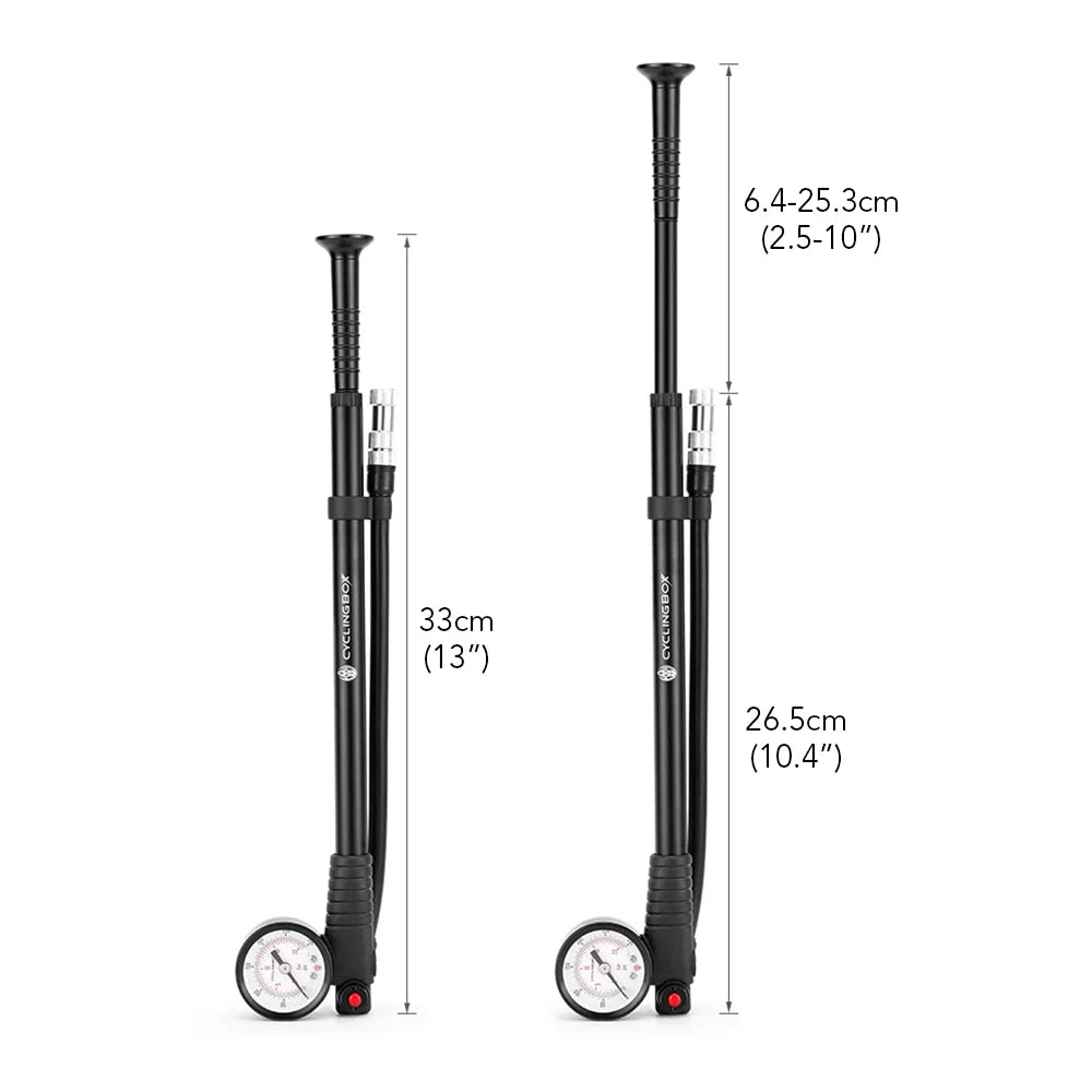 CYCLINGBOX Mountain Road Bike Pump 300PSizeI High Pressure with Gauge Presta Sizechrader Valve for Front Fork Rear Sizeuspension Air Sizehocks