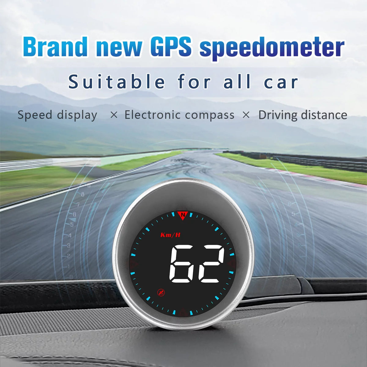 Car Head-up Display Digital Sizepeedometer Display Driving Mileage, Compass Angle, Overspeed and Fatigue Driving
