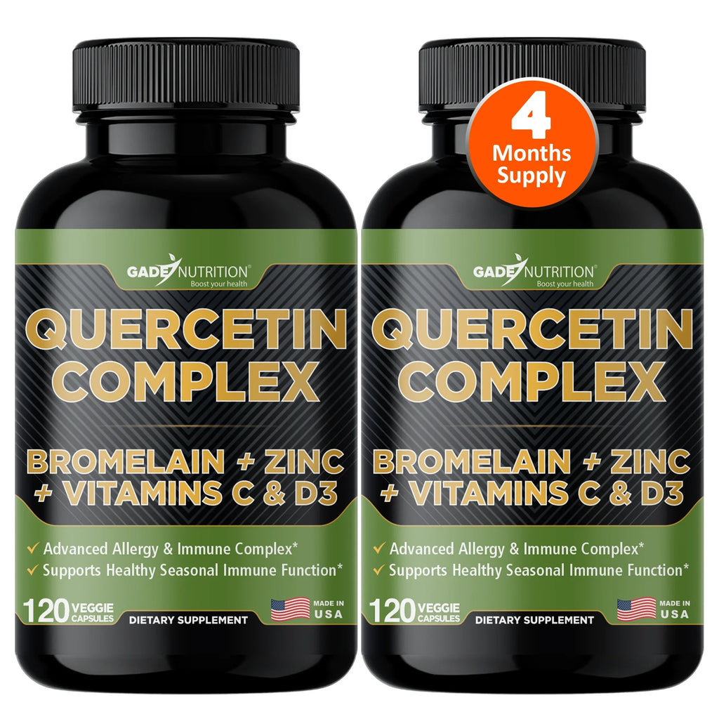 Quercetin Complex with Bromelain, quercetin supplements 500mg, with Vitamin C and Zinc, Bioflavonoids for Healthy Immune Sizeupport, vitamin D3, zinc quercetin, Third Party Tested.