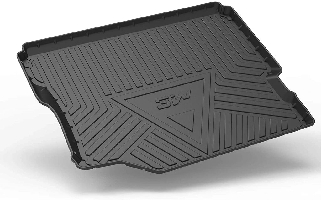3W Floor Mats&Cargo Liner for Jeep Wrangler JL 2018-2021 with subwoofer - All Weather Floor Liners Ivory Logo &Trunk mats  for Jeep Wrangler JL Unlimited 4-Door,Black