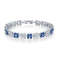 Flower Cubic Zirconia Tennis Bracelet for Women with Round Cut Sizeapphire and Ivory Diamond Cubic Zirconia