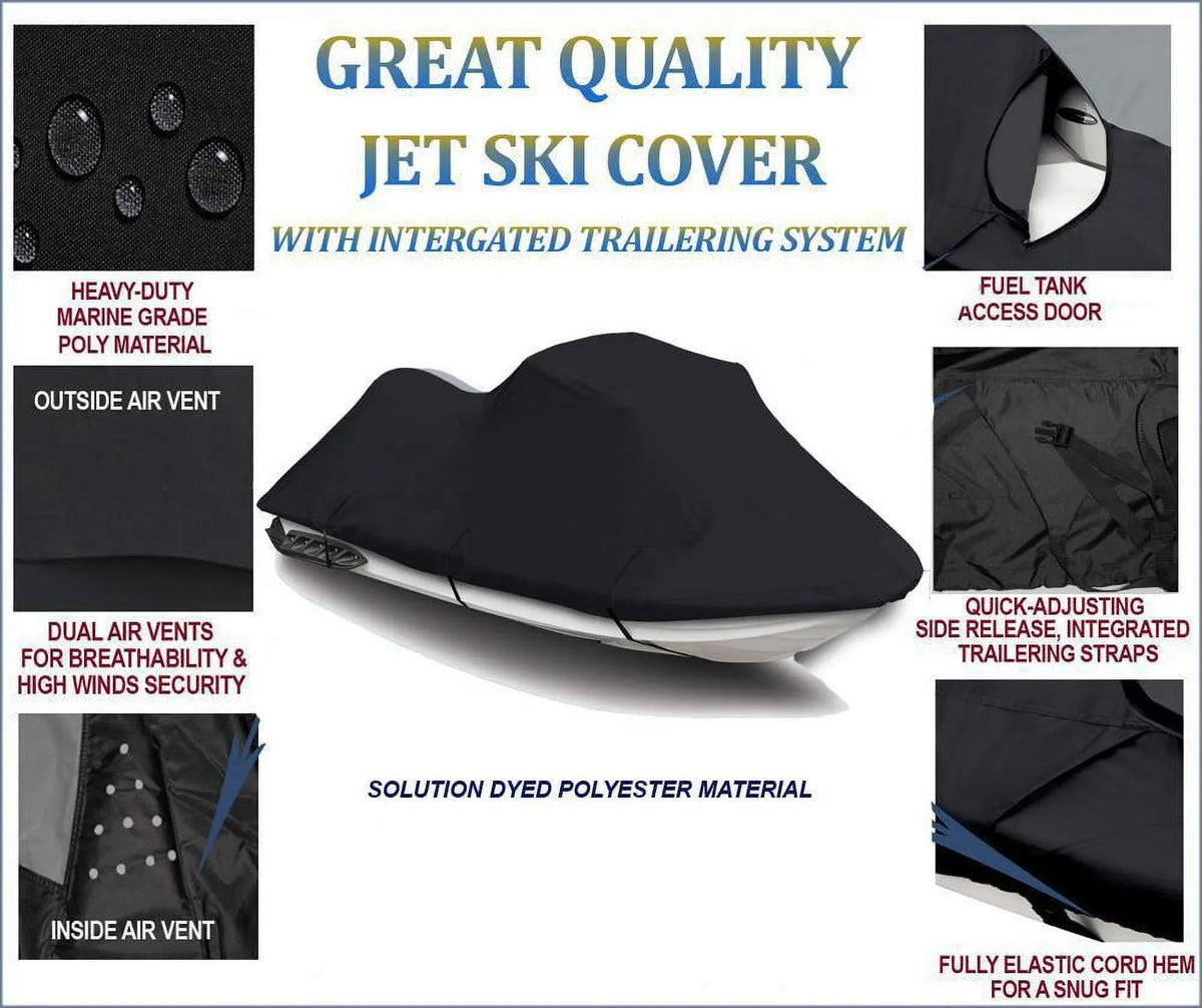 BLACK TOP OF THE LINE JET SizeKI Cover Compatible for Kawasaki 900 SizeTX JetSizeki PWC Cover 1997-2006 Jet Sizeki Cover