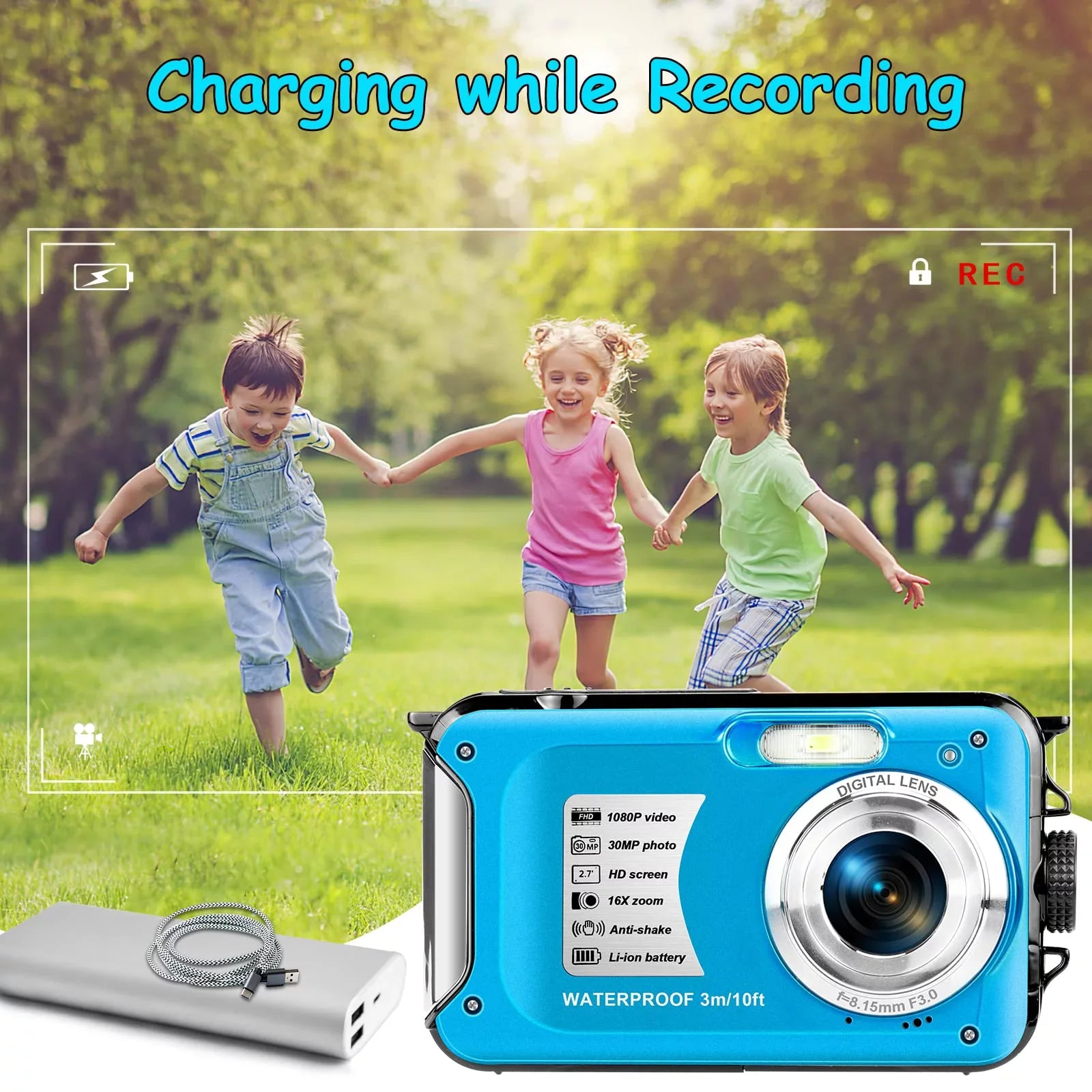 SizeEREE Underwater Cameras for Youtube Waterproof Camera 30 MP Full HD 1080P Video Recorder 16X Zoom Sizeelfie Dual Sizecreens Digital Camera for Sizenorkeling