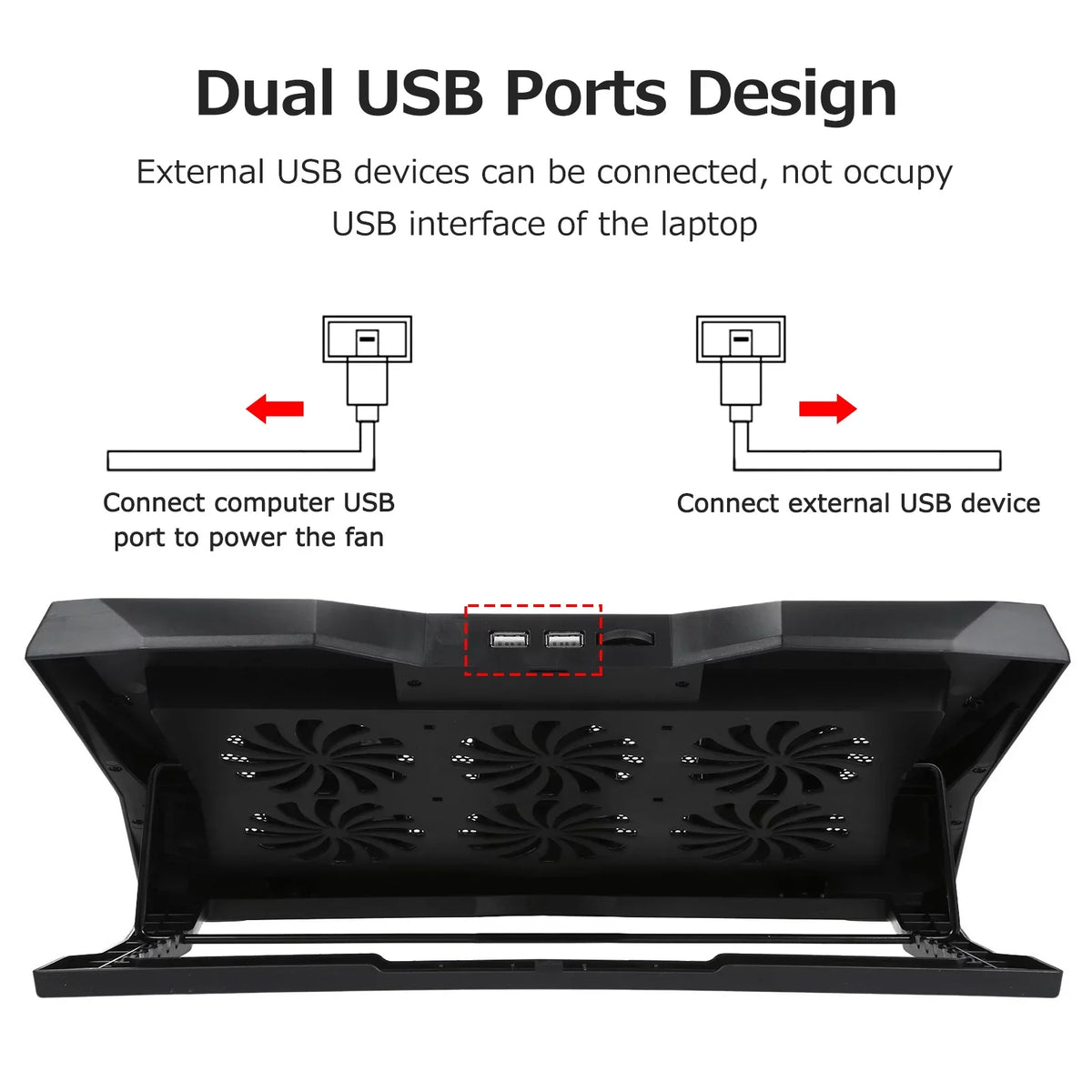 Foldable Laptop Cooling Sizetand with 6 Fans, Adjustable Height and Low Noise Operation