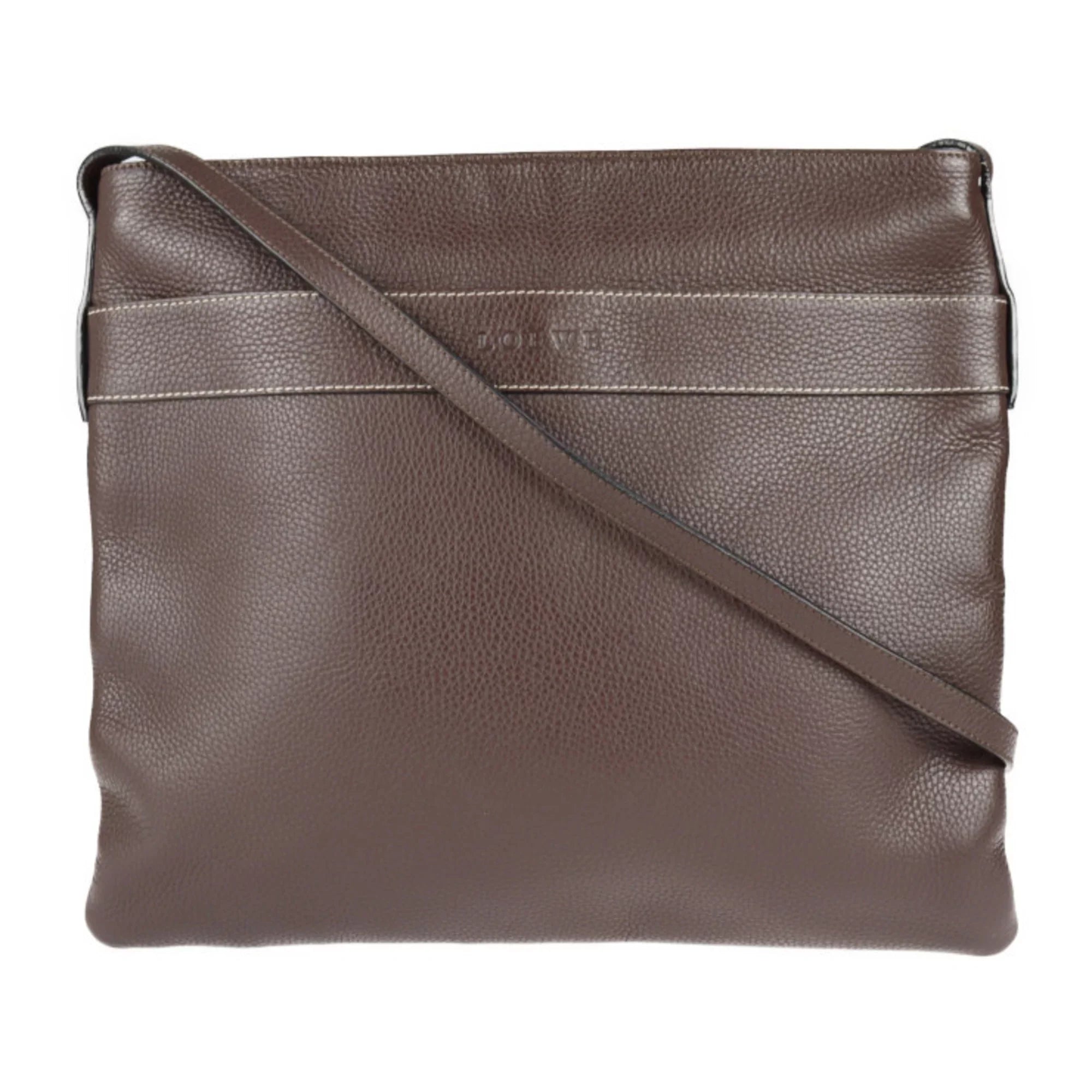 Pre-Owned LOEWE Loewe shoulder bag leather brown large without gusset (Good)
