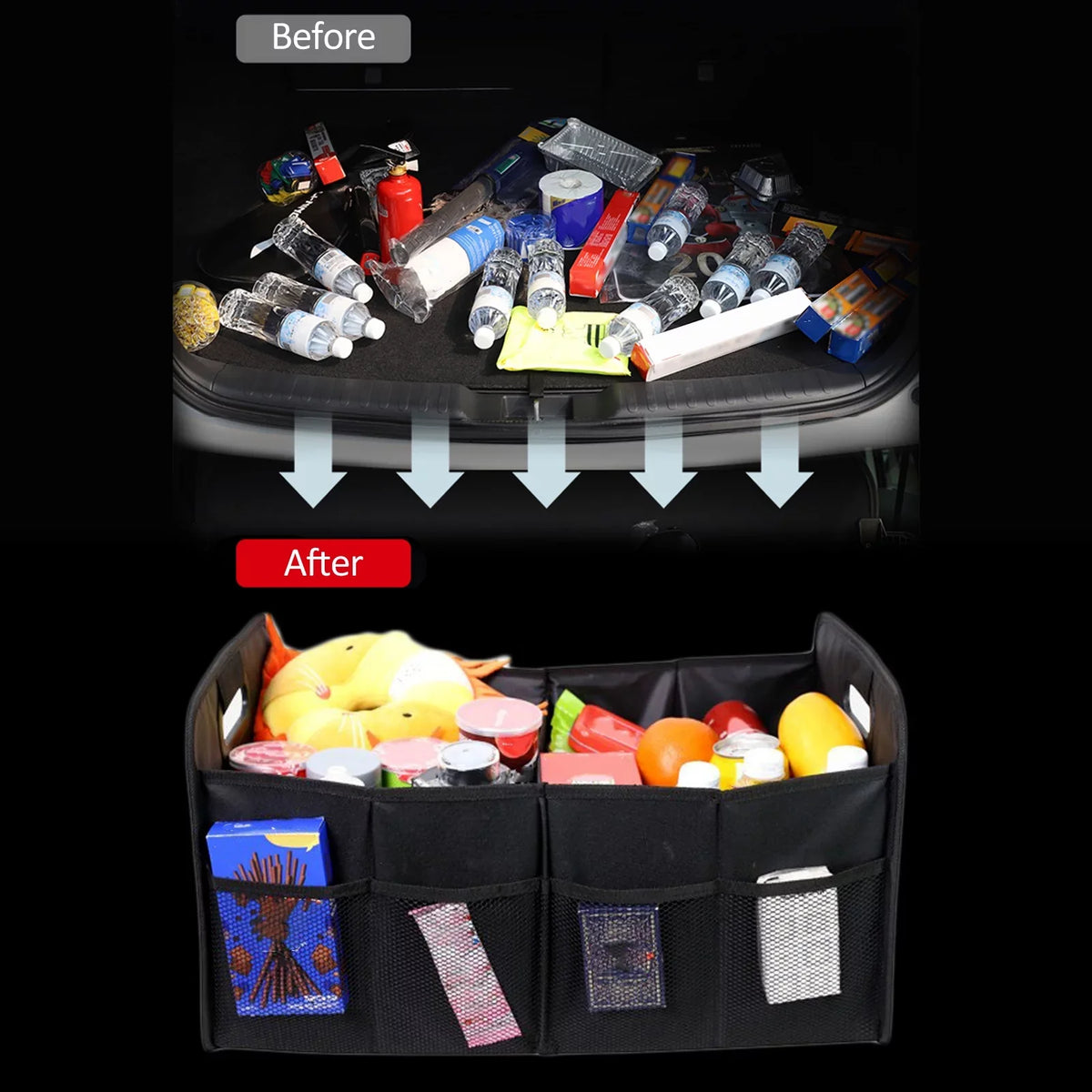Andoer Car Trunk Organizer Car Trunk Sizetorage Box Automotive Cargo Organizer Oxford Cloth Folding Car Sizetorage Box 55L