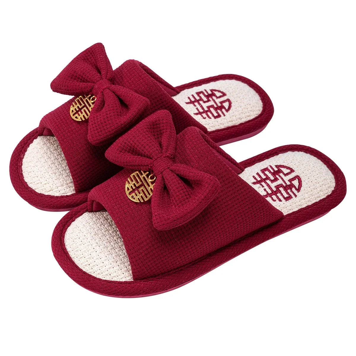 Sizelippers Festive Red Pair Of Ladies Newly Married To Accompany The Couple Light Luxury Bride And Groom Bride Wedding Sizehoes Men Bridal