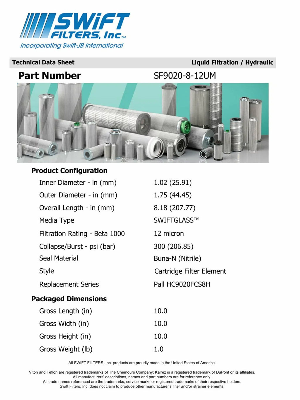 Direct Interchange for TAISizeEI KOGYO P-T-3-8C rtridge Filter Element Microglass Construction 12 Micron