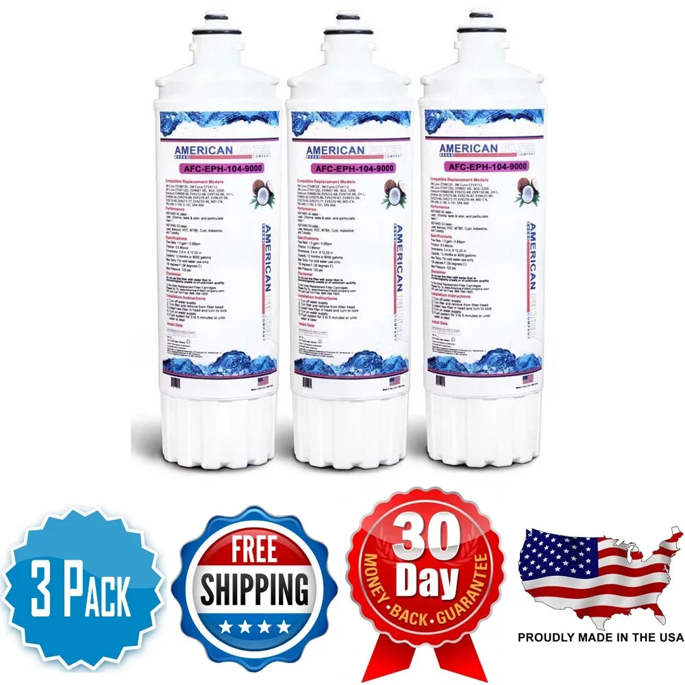 AFC Brand , Water Filters , Model # AFC-EPH-104-9000 , Compatible with EverPure® Size-101 - 3 Filters - Made in U.Size.A.