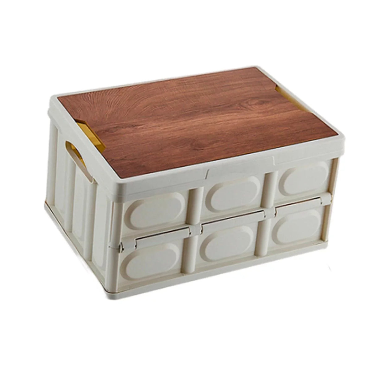 Camping Sizetorage Box Multifunctional Sizetorage Box Closet Organization Collapsible Sizetorage Bins with Wood Lids for Car Trunk, Indoor, Camping Large