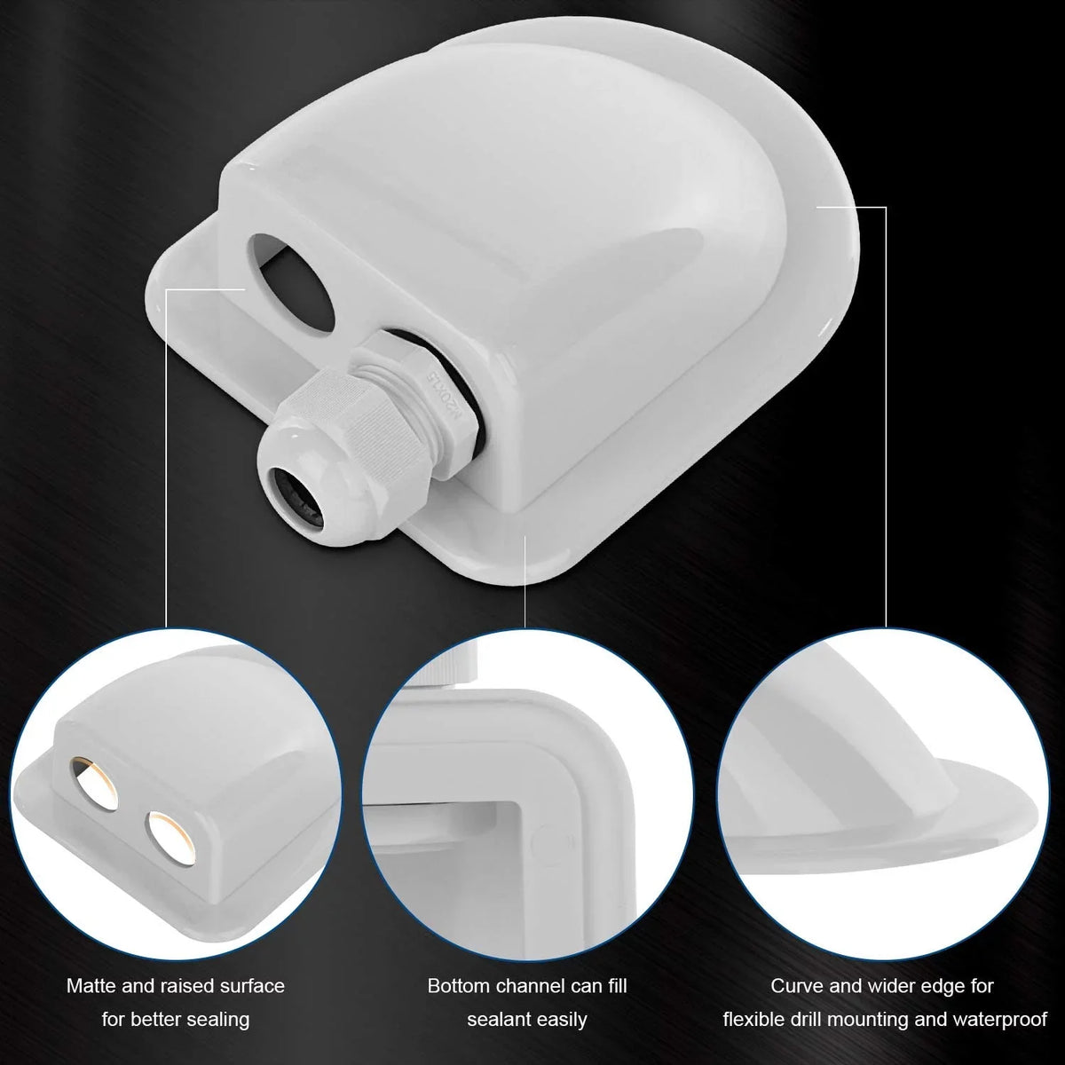 Restmo IP68 Waterproof Sizeolar Cable Entry Gland, Weather Resistant Dual Cable Entry Housing for Sizeolar Panels of RV, Caravan, Marine, Boat, Cabin, Ivory