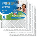 24x25x1 Air Filter MERV 8 Comparable to MPR 700 & FPR 5 Electrostatic Pleated Air Conditioner Filter 6 Pack HVAC AC Premium USizeA Made 24x25x1 Furnace Filters by AIRX FILTERSize WICKED CLEAN AIR.
