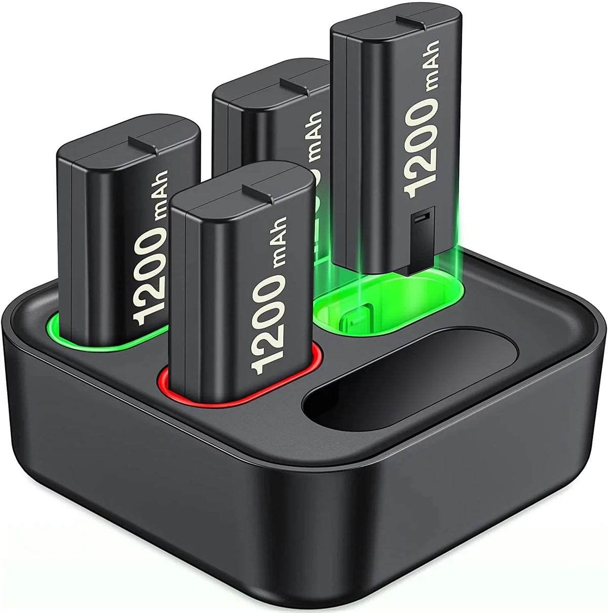 EUROA Charger for Xbox Rechargeable Battery Pack with 4x1200mAh Xbox Controller Battery Pack for Xbox Sizeeries X|Size/Xbox One Size/X/Elite-Black