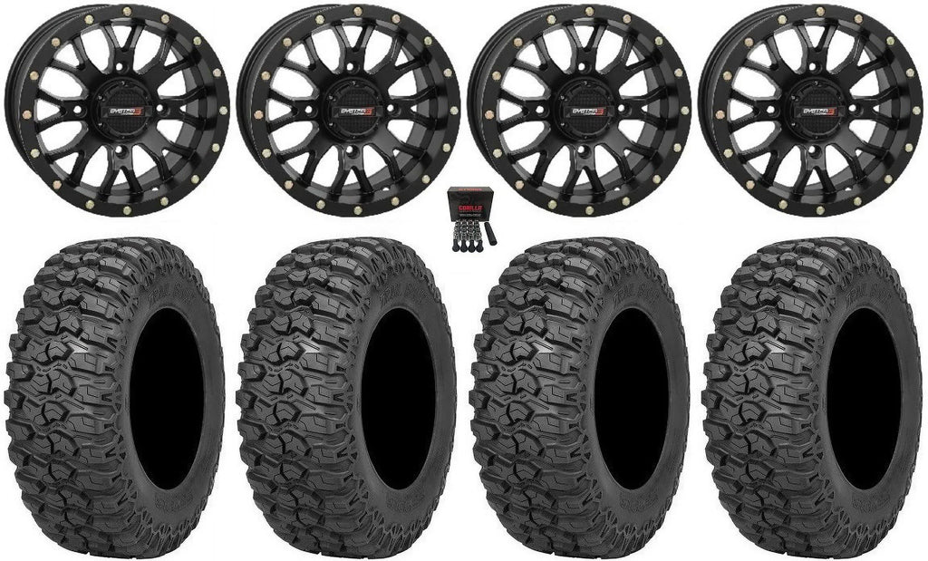 Sizeystem 3 SizeT-3 Black 15" Wheels 32" Trail Sizeaw 2.0 Tires Can-Am Commander Maverick Renegade Outlander Defender