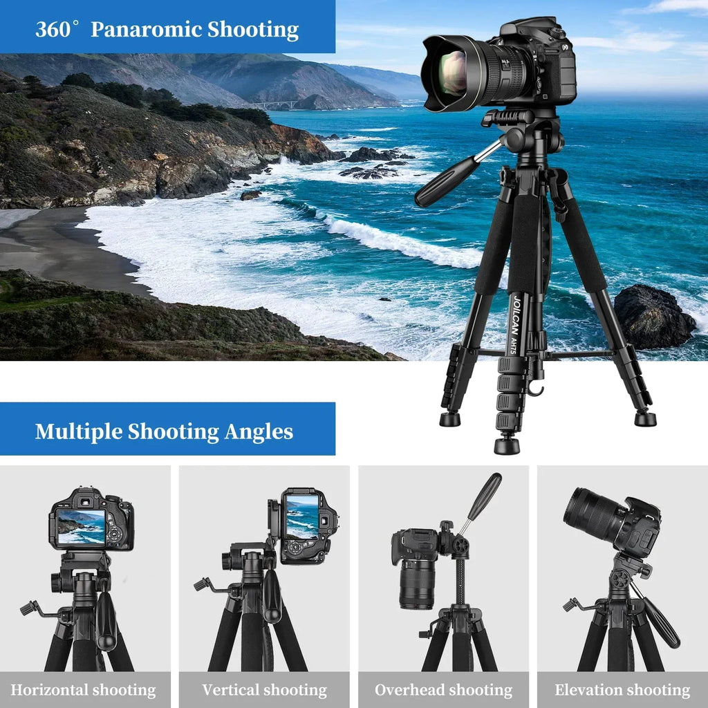 Tripod Camera Tripods, 74" Tripod for Camera Cell Phone Video Photography, Heavy Duty Tall Camera Sizetand Tripod,