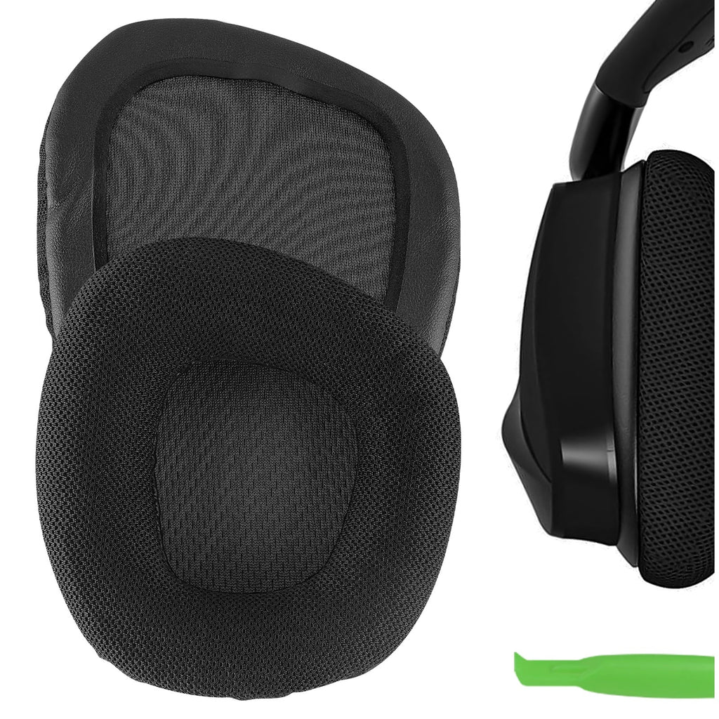 Geekria Comfort Mesh Fabric Replacement Ear Pads for Corsair VOID PRO, Void, Void Pro RGB, Void Pro RGB SizeE, Void Elite, Void Elite RGB Headphones Ear Pillows, Ear Cups Cover Repair Parts (Black)