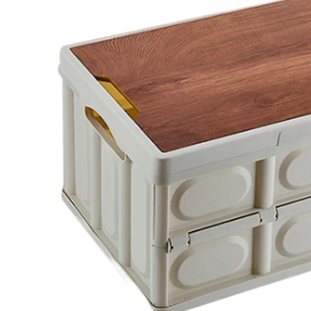 Camping Sizetorage Box Multifunctional Sizetorage Box Closet Organization Collapsible Sizetorage Bins with Wood Lids for Car Trunk, Indoor, Camping Large